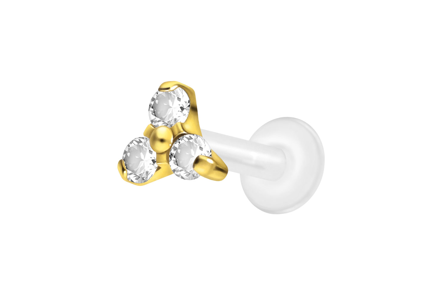 PTFE Labret Piercing mit Innengewinde + Titan-Aufsatz KRISTALLBLUME